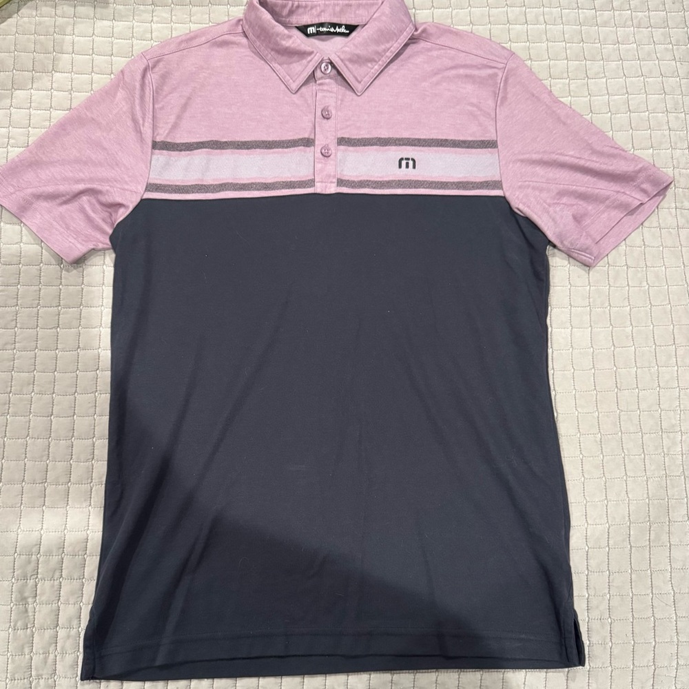 Travis Mathew Purple and Black Polo Shirt
